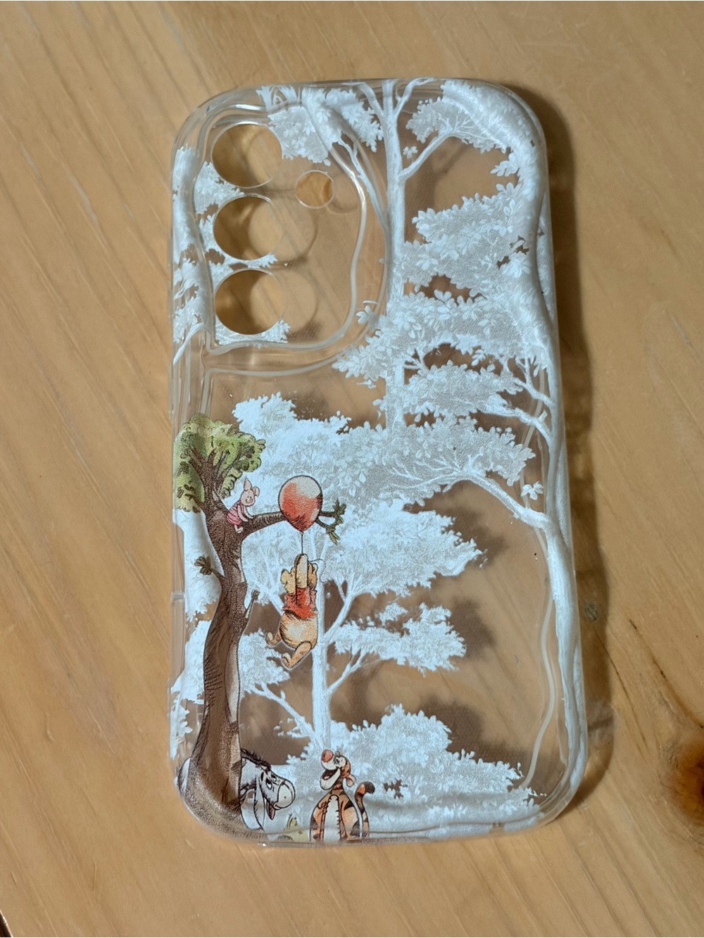 Clear Winnie the Pooh Phone Case with White Tree Design